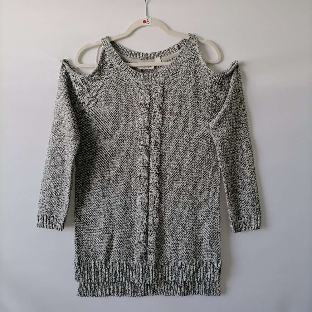 RD Style Womens Gray Cut Out Shoulders Crew Neck Pullover Sweater Size S